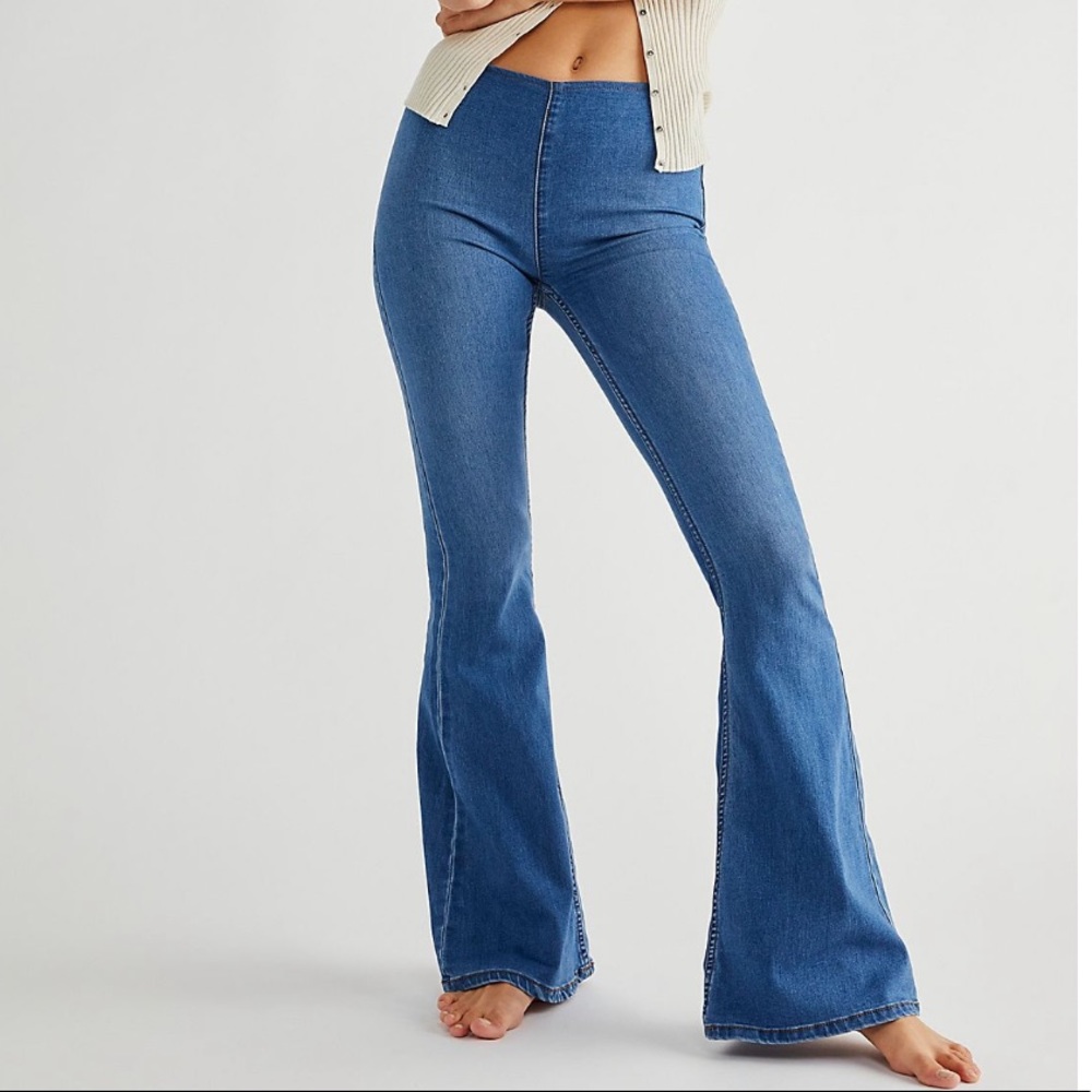 Free People Short Length Penny Pull-On Flare Jeans